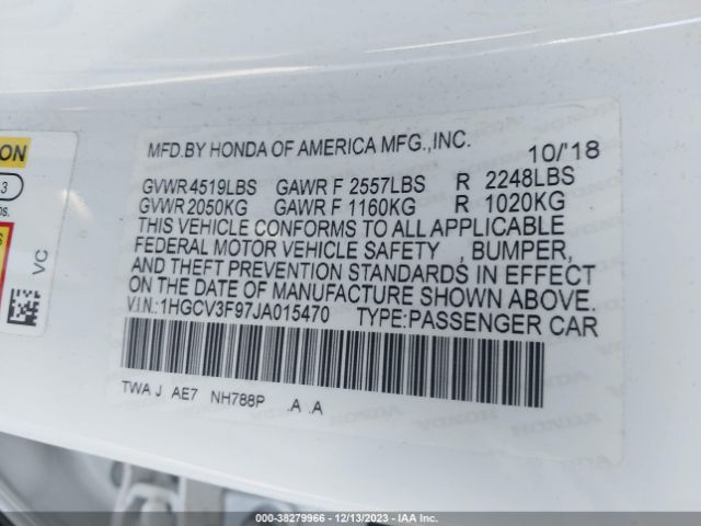 1HGCV3F97JA015470 Honda Accord Hybrid Touring
