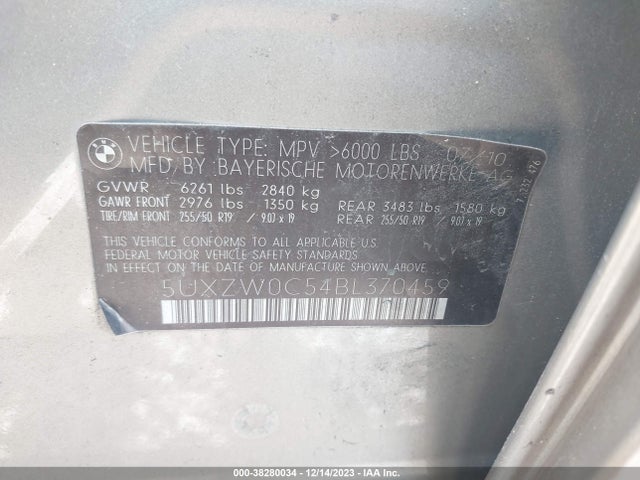 2011 BMW X5 35D VIN: 5UXZW0C54BL370459