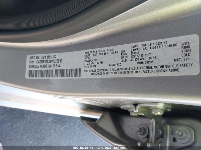 RAM 1500 Big Horn 2023 1C6SRFMTXPN672013 Image 9