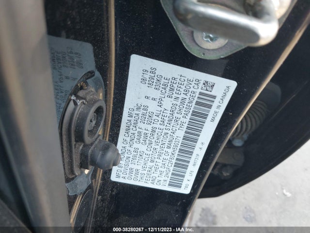 Honda Civic Lx 2019 2HGFC2F60KH590371 Image 9