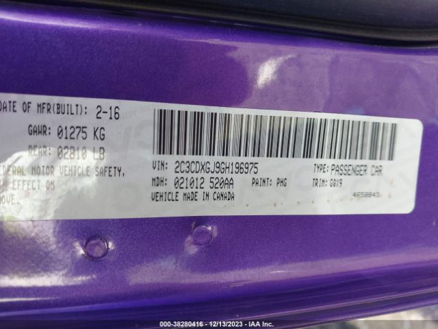 2C3CDXGJ9GH196975 Dodge Charger R/t Scat Pack