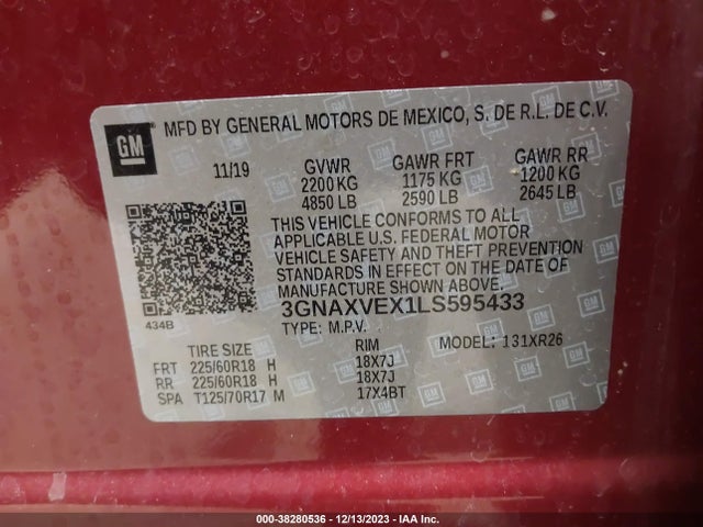 Chevrolet EQUINOX LT 2020 3GNAXVEX1LS595433 Image 9
