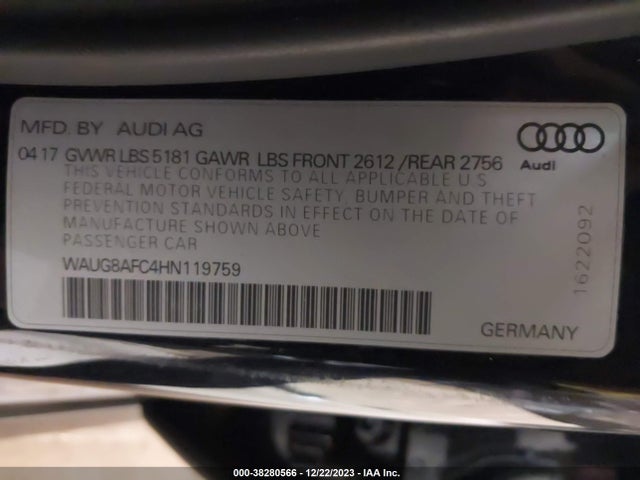 WAUG8AFC4HN119759 Audi A6 2.0t Premium