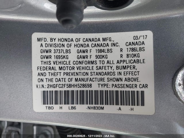 Honda Civic Lx 2017 2HGFC2F58HH528698 Image 9