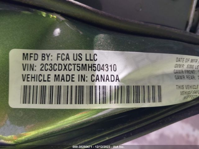 2C3CDXCT5MH504310 Dodge Charger R/t Rwd