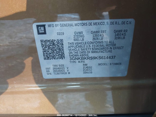 Chevrolet Blazer Premier 2019 3GNKBKRS9KS614437 Image 9