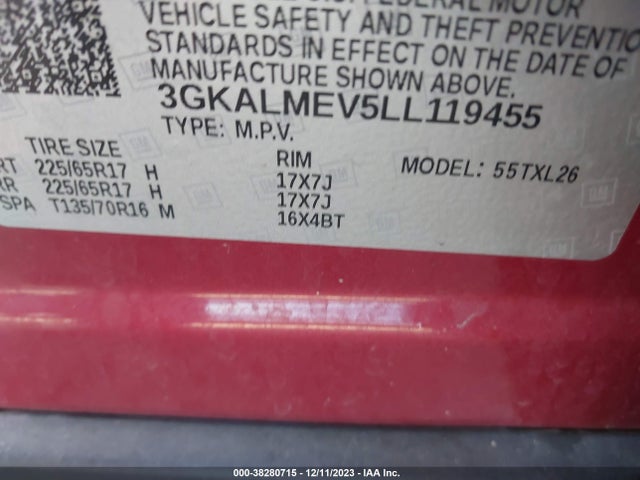 3GKALMEV5LL119455 GMC Terrain Fwd Sle