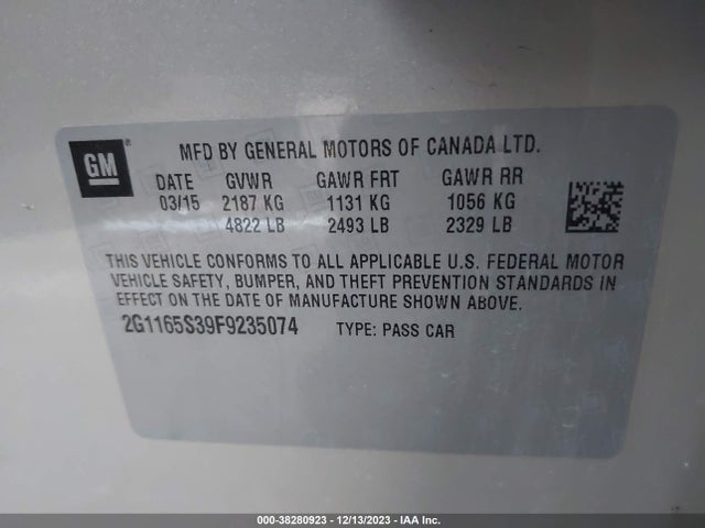 Chevrolet IMPALA LTZ 2015 2G1165S39F9235074 Image 9