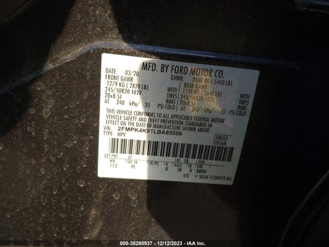 Ford Edge Titanium 2020 2FMPK4K91LBA85506 Image 9