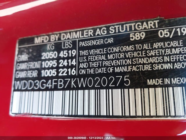 Mercedes-Benz A-class A 220 2019 WDD3G4FB7KW020275 Image 9