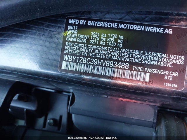 WBY1Z8C39HV893488 BMW I3 94 Ah W/range Extender