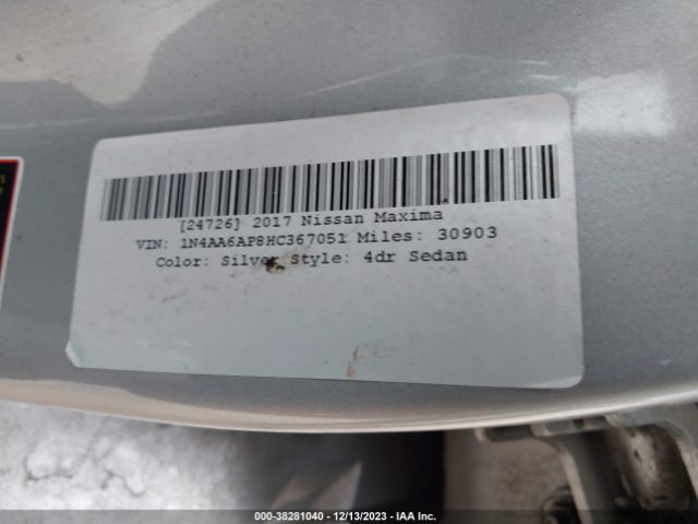 1N4AA6AP8HC367051 Nissan Maxima Sr