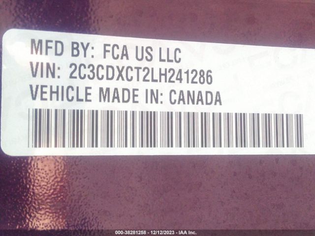 2C3CDXCT2LH241286 Dodge Charger R/t Rwd