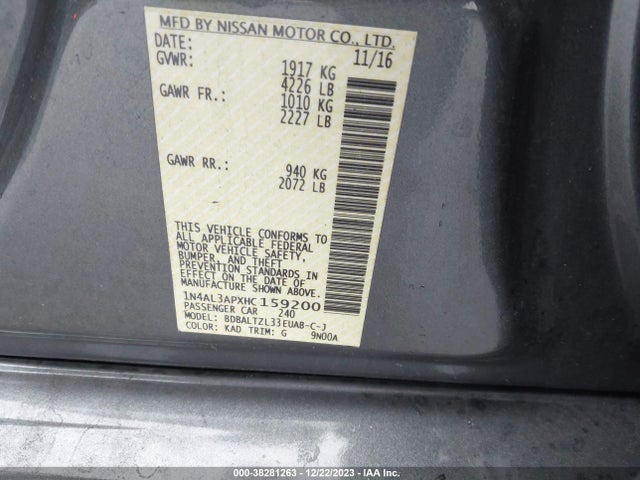 1N4AL3APXHC159200 Nissan Altima 2.5 Sl