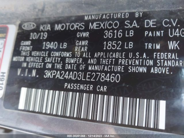 3KPA24AD3LE278460 KIA RIO S