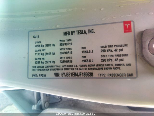 5YJ3E1EB4JF185638 Tesla MODEL 3