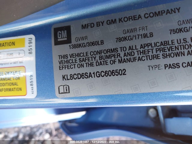 Chevrolet Spark 1lt Cvt 2016 KL8CD6SA1GC606502 Image 9