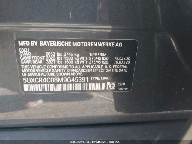 5UXCR4C08M9G45391 BMW X5 Sdrive40i