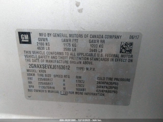 Chevrolet EQUINOX LT 2018 2GNAXSEVXJ6163612 Image 9