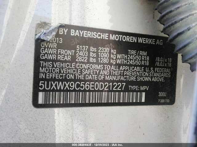 BMW X3 Xdrive28i 2014 5UXWX9C56E0D21227 Image 9