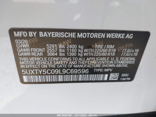 2020 BMW X3 5UXTY5C09L9C69596 Photo 8