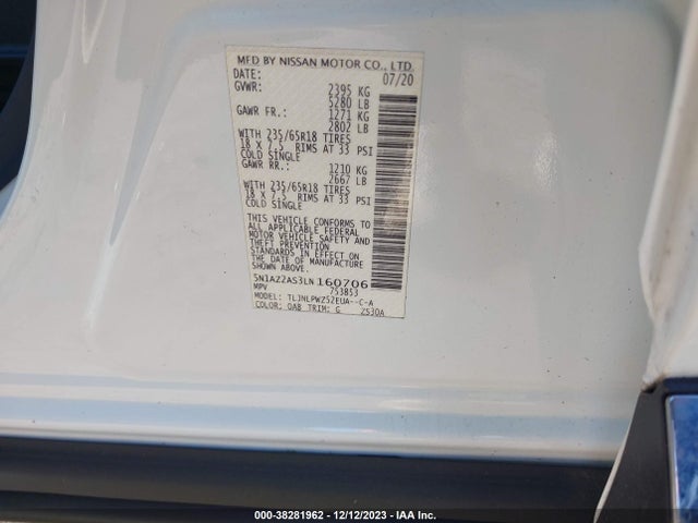 Nissan MURANO S 2020 5N1AZ2AS3LN160706 Image 9
