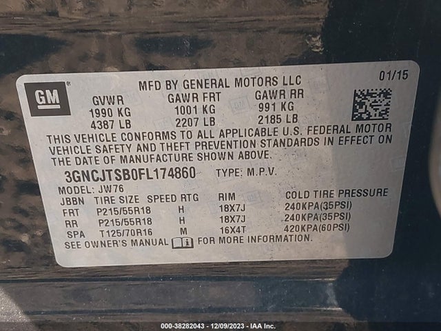Chevrolet TRAX LTZ 2015 3GNCJTSB0FL174860 Image 9