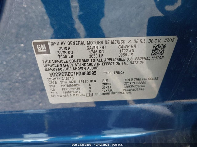 Chevrolet Silverado 1500 1lt 2015 3GCPCREC1FG450595 Image 9