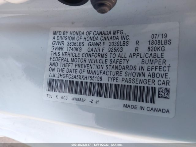 2HGFC3A5XKH755198 Honda CIVIC SI