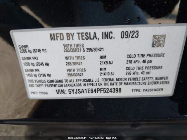 5YJSA1E64PF524398 Tesla MODEL S