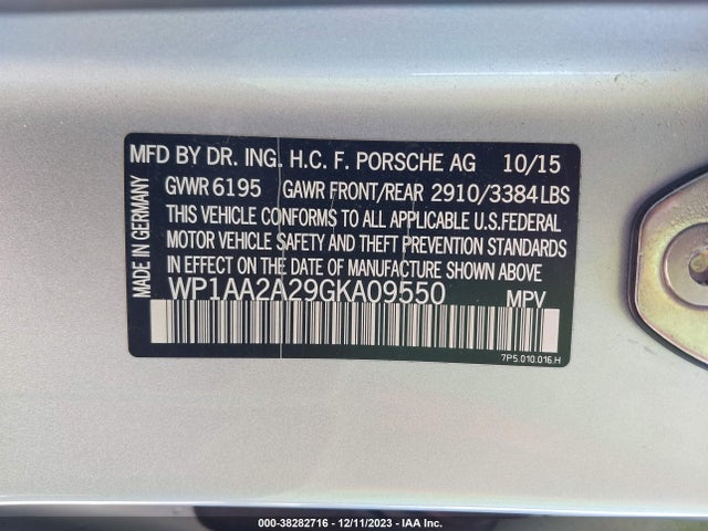 2016 PORSCHE CAYENNE WP1AA2A29GKA09550 Photo 8