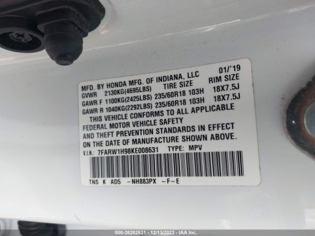 7FARW1H98KE008631 Honda Cr-v Touring
