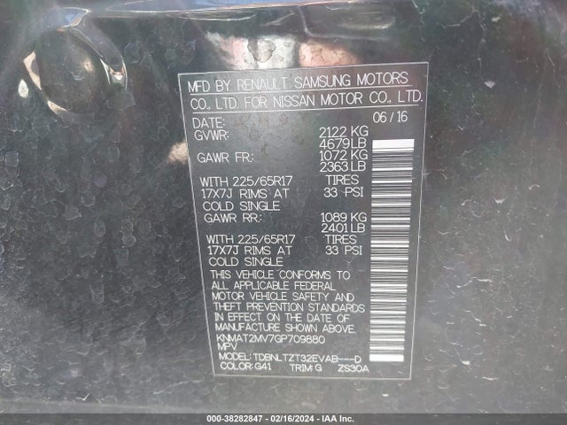 Nissan ROGUE SV 2016 KNMAT2MV7GP709880 Image 9