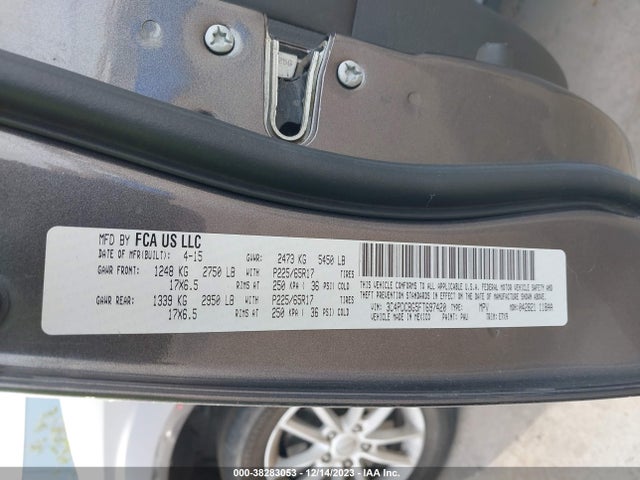 2015 DODGE JOURNEY SXT VIN: 3C4PDCBG5FT697420