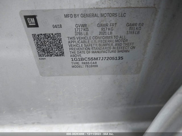 Chevrolet Cruze Ls Auto 2018 1G1BC5SM7J7205135 Image 9