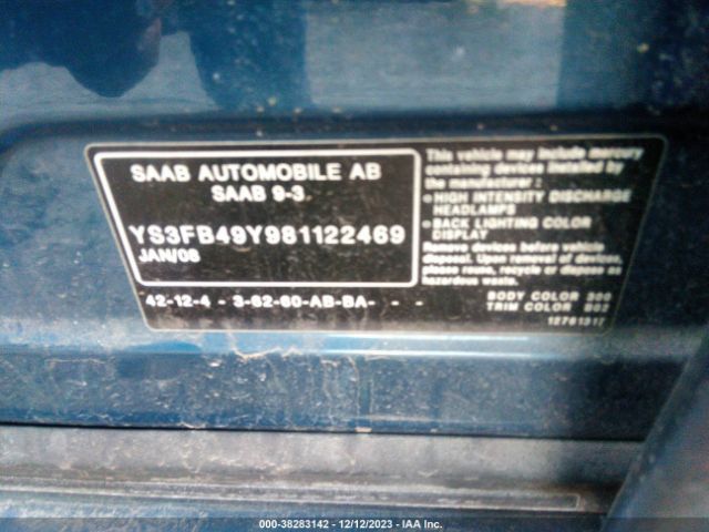 2008 SAAB 9-3 YS3FB49Y981122469 Photo 8