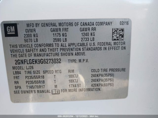 2GNFLGEK9G6273032 Chevrolet Equinox Ltz