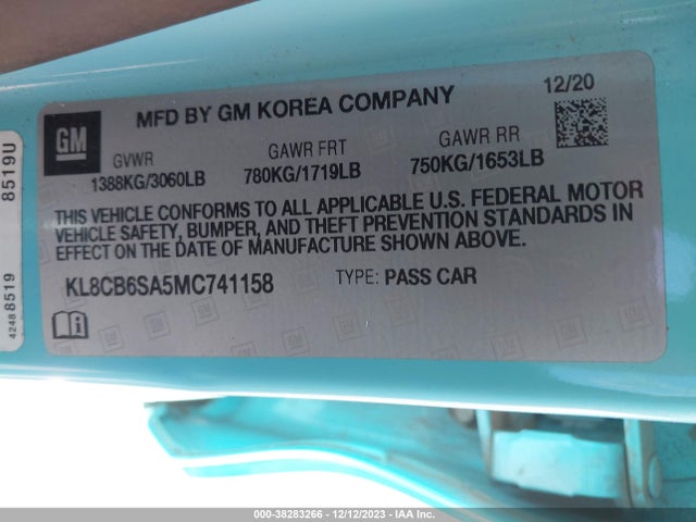 Chevrolet Spark Fwd Ls Automatic 2021 KL8CB6SA5MC741158 Image 9