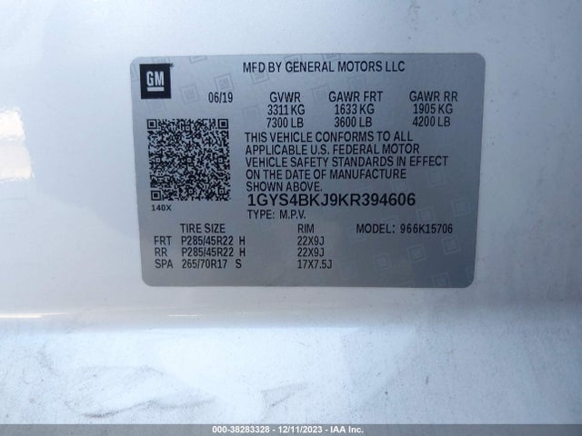1GYS4BKJ9KR394606 Cadillac Escalade Luxury