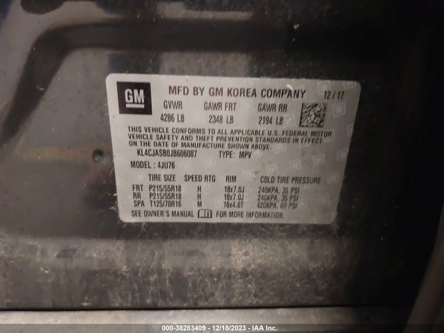 2018 BUICK ENCORE PREFERRED VIN: KL4CJASB0JB606087