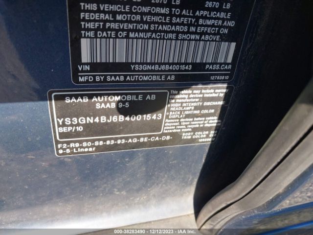 2011 SAAB 9-5 YS3GN4BJ6B4001543 Photo 8