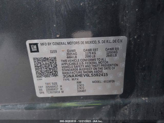 2020 CHEVROLET EQUINOX 3GNAXHEV6LS592415 Photo 8