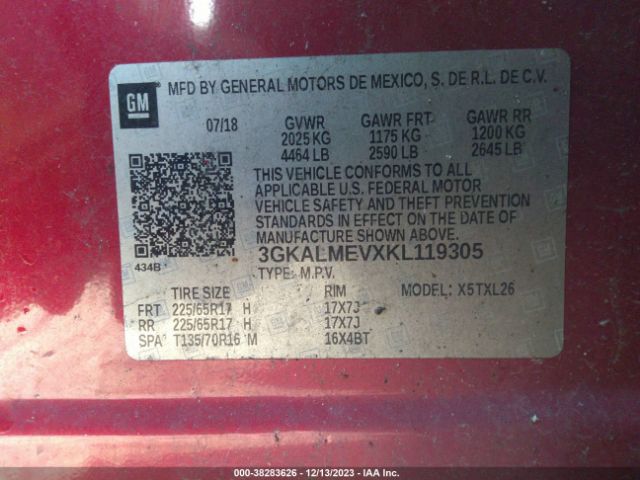 3GKALMEVXKL119305 GMC Terrain Sle