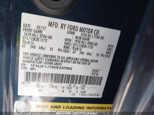 Ford Expedition El King Ranch 2017 1FMJK1JT9HEA57062 Image 9