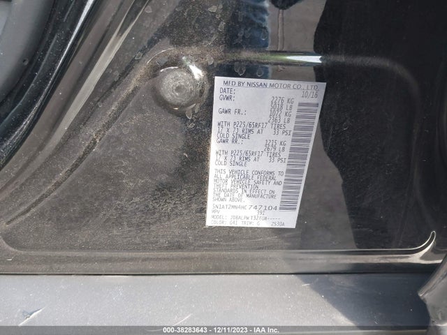 2017 NISSAN ROGUE SV VIN: 5N1AT2MN4HC747104
