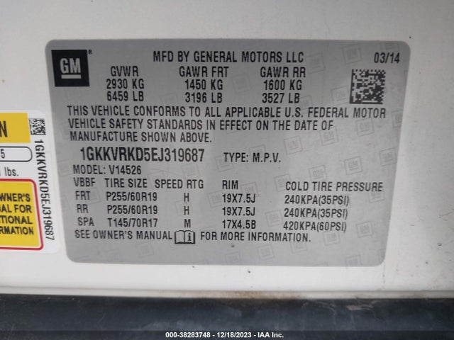 GMC Acadia Slt-1 2014 1GKKVRKD5EJ319687 Image 9