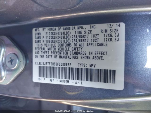 5J6TF3H56FL000972 Honda Crosstour Ex-l