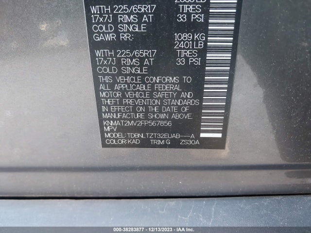 Nissan ROGUE SV 2015 KNMAT2MV2FP567856 Image 9