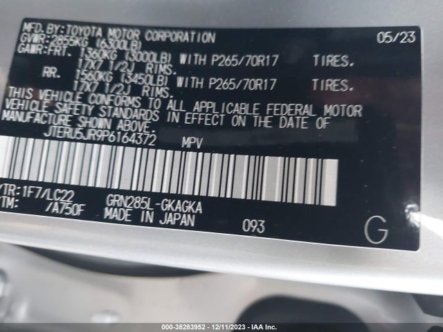 2023 TOYOTA 4RUNNER TRD OFF ROAD PREMIUM VIN: JTERU5JR9P6164372