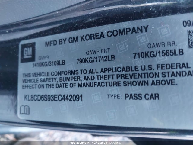 Chevrolet Spark 1lt Auto 2014 KL8CD6S93EC442091 Image 9